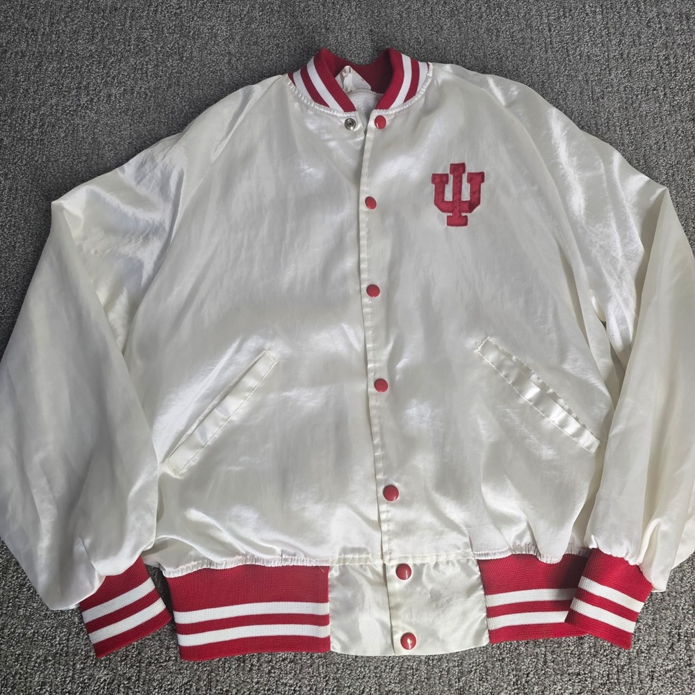 Vintage Indiana Hoosiers Varsity Jacket Satin Bomber White The Jacket Factory
